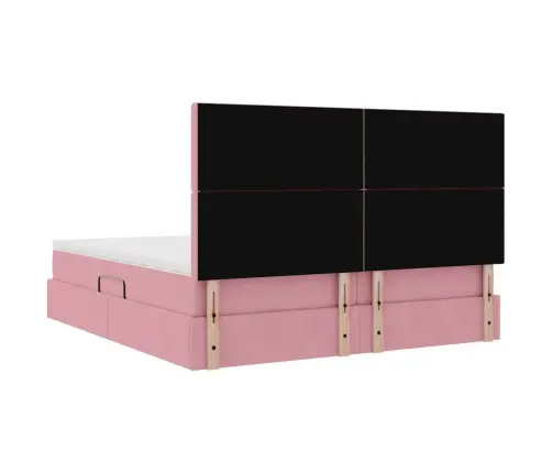 Gulta Ar Led Sloksnes Lukturiem Rozā 180 X 200 Cm Samts Vidaxl