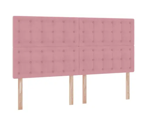 Gulta Ar Led Sloksnes Lukturiem Rozā 180 X 200 Cm Samts Vidaxl