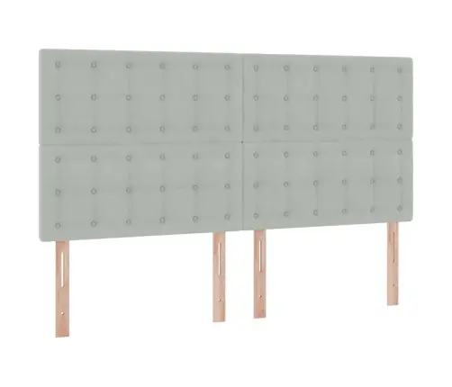 Gulta Ar Led Sloksnes Lukturiem Gaiši Pelēks 200 X 200 Cm Samts Vidaxl