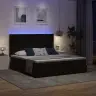 Lova Su Led Juostelių Žibintais Juoda 200 X 200 Cm Aksomas