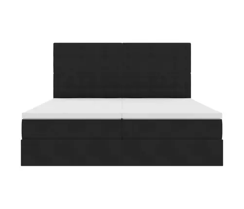 Lova Su Led Juostelių Žibintais Juoda 200 X 200 Cm Aksomas