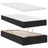 Lova Su Led Juostelių Žibintais Juoda 200 X 200 Cm Aksomas