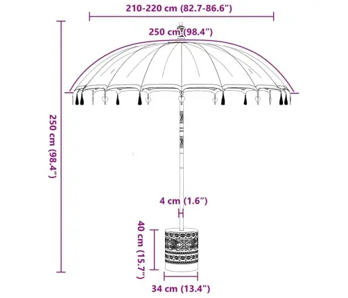 Baliešu Lietussargs Krēmkrāsa 210-220 Cm Kokvilna, Masīvkoks