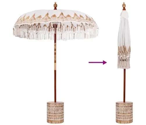 Baliešu Lietussargs Krēmkrāsa 180-190 Cm Kokvilna, Masīvkoks