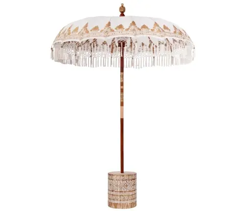 Baliešu Lietussargs Krēmkrāsa 180-190 Cm Kokvilna, Masīvkoks