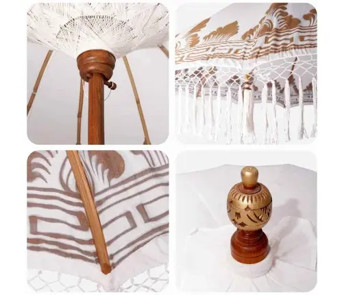 Baliešu Lietussargs Krēmkrāsa 210-220 Cm Kokvilna, Masīvkoks