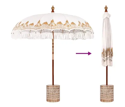 Baliešu Lietussargs Krēmkrāsa 210-220 Cm Kokvilna, Masīvkoks