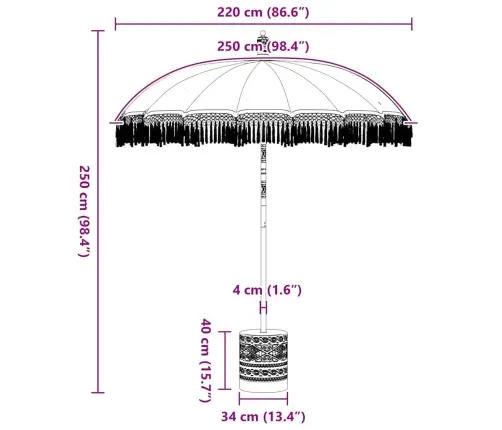 Baliešu Lietussargs Krēmkrāsa 210-220 Cm Kokvilna, Masīvkoks