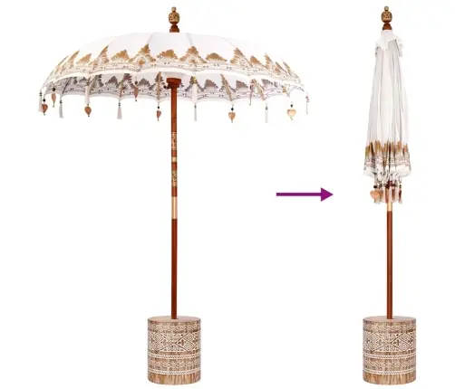 Baliešu Lietussargs Krēmkrāsa 180-190 Cm Kokvilna, Masīvkoks