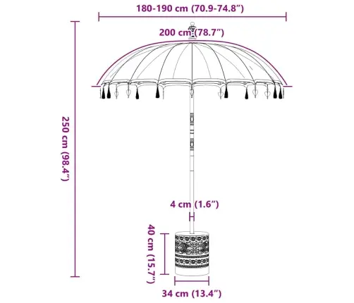Baliešu Lietussargs Krēmkrāsa 180-190 Cm Kokvilna, Masīvkoks