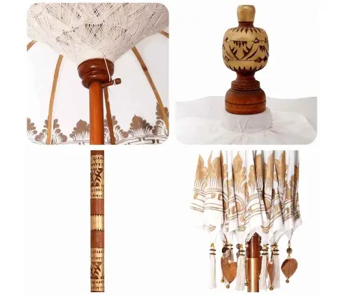 Baliešu Lietussargs Krēmkrāsa 210-220 Cm Kokvilna, Masīvkoks