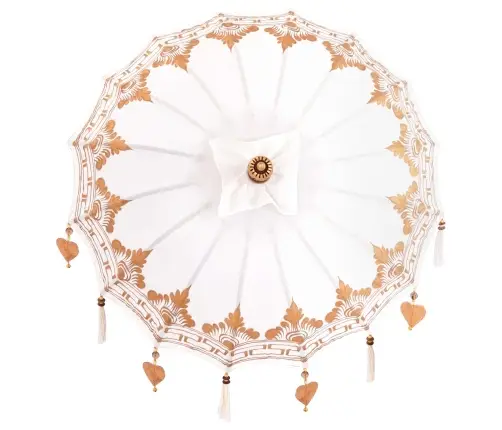 Baliešu Lietussargs Krēmkrāsa 95-100 Cm Kokvilna, Masīvkoks