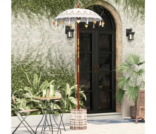 Baliešu Lietussargs Krēmkrāsa 95-100 Cm Kokvilna, Masīvkoks