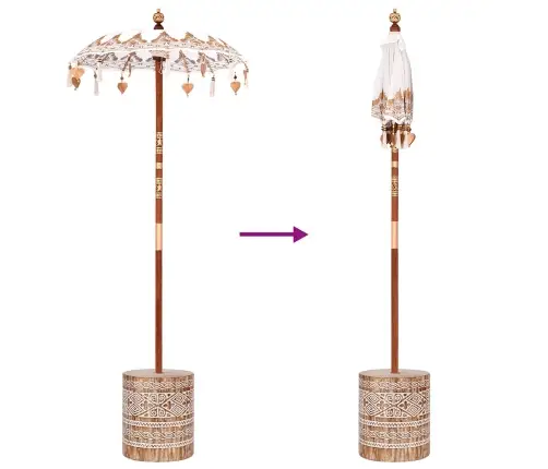 Baliešu Lietussargs Krēmkrāsa 95-100 Cm Kokvilna, Masīvkoks