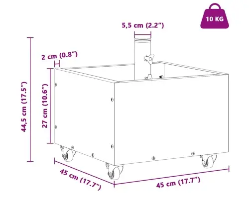 Saulessarga Pamatne Ar Puķu Podu Antracīts 45 X 45 X 45 Cm Vidaxl