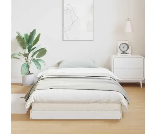 Grīdas Gultas Rāmis Balts 100 X 210 Cm Priedes Masīvkoks Vidaxl