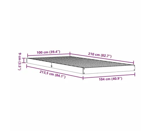 Grīdas Gultas Rāmis Balts 100 X 210 Cm Priedes Masīvkoks Vidaxl