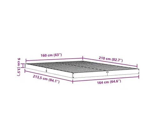 Grindų Lovos Rėmas Natūrali 213.5 X 104 X 9 Cm