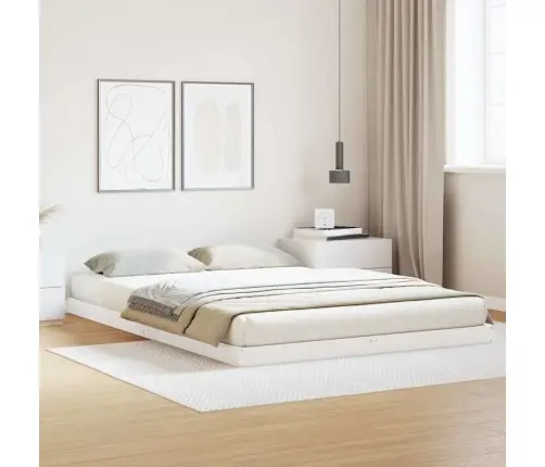 Grīdas Gultas Rāmis Balts 160 X 210 Cm Priedes Masīvkoks Vidaxl