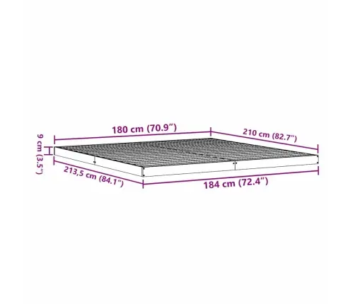 Grīdas Gultas Rāmis Dabiska 180 X 210 Cm Priedes Masīvkoks Vidaxl