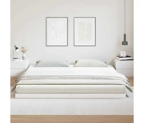 Grīdas Gultas Rāmis Balts 180 X 210 Cm Priedes Masīvkoks Vidaxl