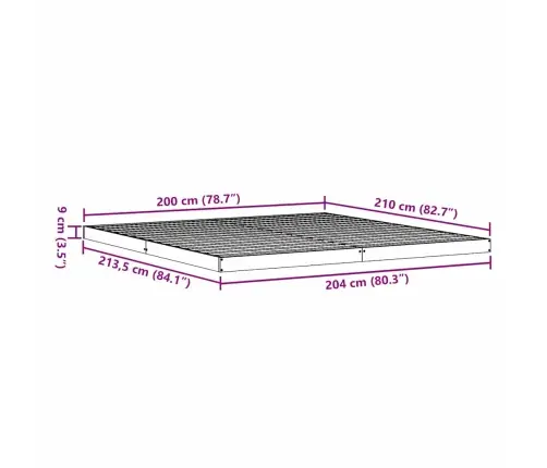 Grīdas Gultas Rāmis Dabiska 200 X 210 Cm Priedes Masīvkoks Vidaxl