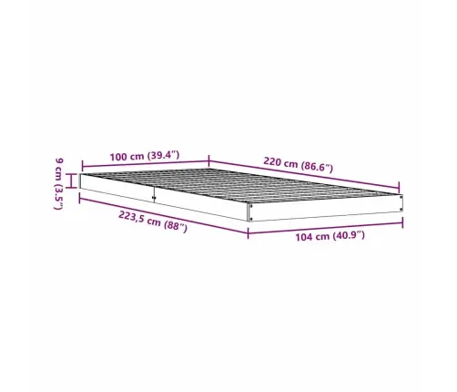 Põrandavoodiraam Neutraalne 100 X 220 Cm Männipuit