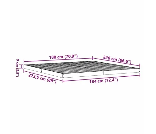 Grīdas Gultas Rāmis Dabiska 180 X 220 Cm Priedes Masīvkoks Vidaxl
