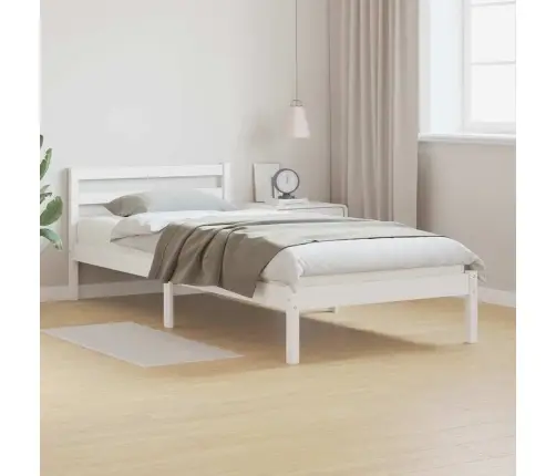 Gultas Rāmis Ar Galvgali Balts 100X210 Cm Masīvkoks Priede Vidaxl