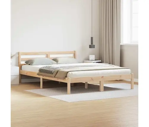 Gultas Rāmis Ar Galvgalu 140X210 Cm Cieta Priede Vidaxl