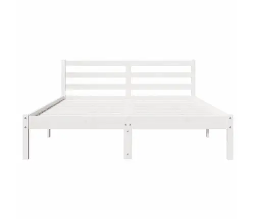 Gultas Rāmis Ar Galvu Balts 140X210 Cm No Priedes Masīvkoka Vidaxl
