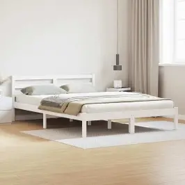 Lovos Rėmas Su Galvūgalio Balta 210 X 160 Cm Pušies Masyvas