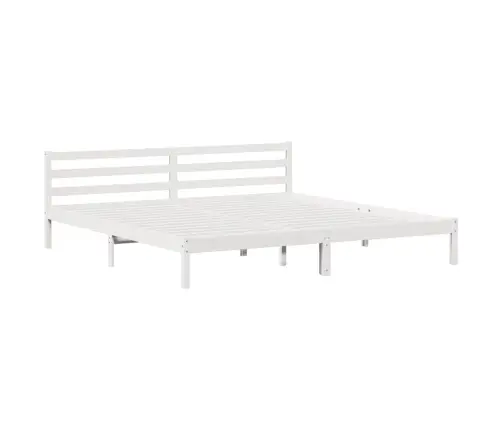 Gultas Rāmis Ar Galvu Balts 200X210 Cm Masīvkoks Priede Vidaxl
