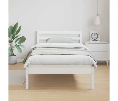 Gultas Rāmis Ar Galvgaļu Baltā 80X220 Cm Cietā Koka Priede Vidaxl