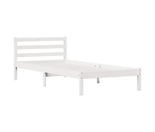 Gultas Rāmis Ar Galvgaļu Baltā 80X220 Cm Cietā Koka Priede Vidaxl
