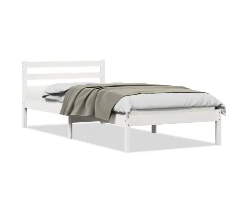 Gultas Rāmis Ar Galvgaļu Baltā 80X220 Cm Cietā Koka Priede Vidaxl