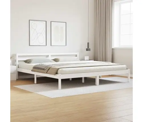 Gultas Rāmja Ar Galvgali, Balts 200X220 Cm, Masīvkoks, Priedes Vidaxl