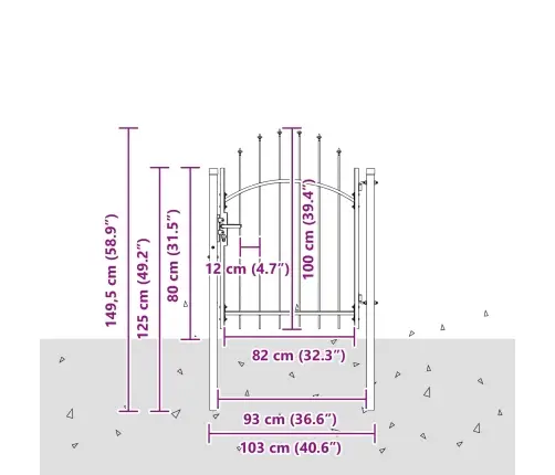 Dārza Vārti Ar Slēdzeni Pelēka 100 X 100 Cm Tērauds Vidaxl