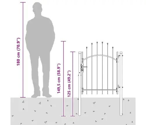 Dārza Vārti Ar Slēdzeni Pelēka 100 X 100 Cm Tērauds Vidaxl