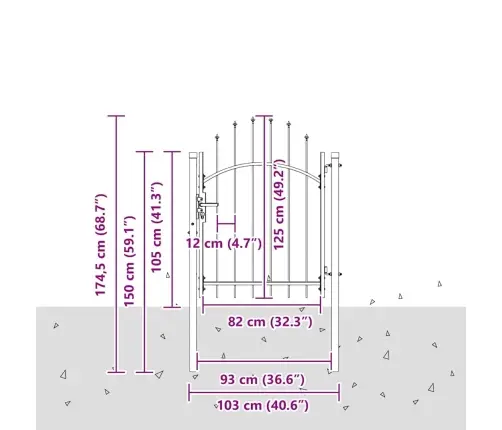 Dārza Vārti Pelēka 100 X 125 Cm 125 X 100 Cm Tērauds Vidaxl