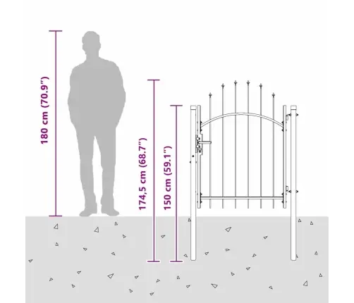 Dārza Vārti Pelēka 100 X 125 Cm 125 X 100 Cm Tērauds Vidaxl
