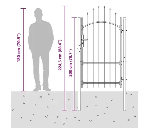 Dārza Vārti Ar Slēdzeni Pelēka 100 X 175 Cm Tērauds Vidaxl