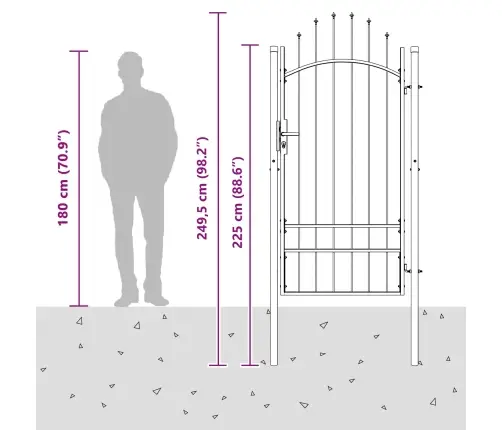 Dārza Vārti Pelēka 200 X 100 Cm 100 X 200 Cm Tērauds Vidaxl