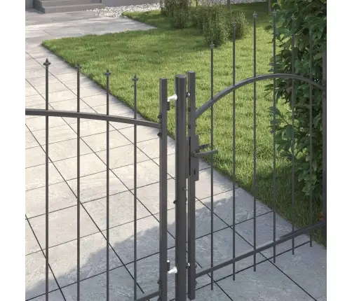 Dārza Vārti Ar Zaru Augšdaļu, Melni, 100 X 400 Cm, Tērauds Vidaxl