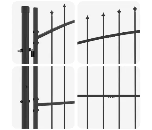 Dārza Vārti Ar Lāpstiņas Augšdaļu, Pelēki - 150 X 400 Cm, Tērauds Vidaxl