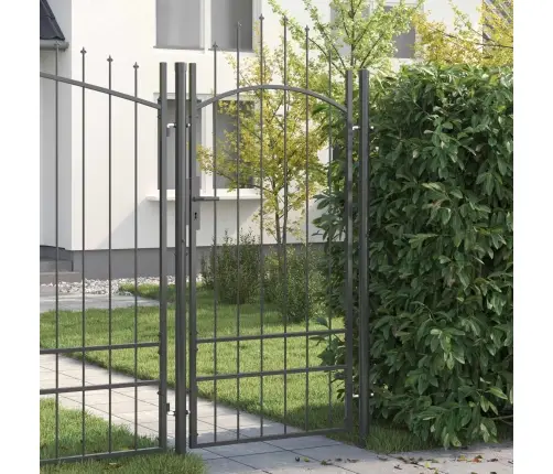 Dārza Vārti Ar Lāpstiņas Augšdaļu, Pelēki - 150 X 400 Cm, Tērauds Vidaxl