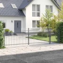 Dārza Vārti Ar Slēdzeni Pelēka 125 X 500 Cm Tērauds Vidaxl Dārza Vārti Ar Slēdzeni Pelēka 125 X 500 Cm Tērauds Vidaxl