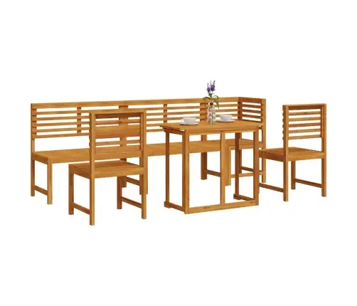 Sodo Bistro Rinkinys 6 Pcs Ruda Akacijos Medienos Masyvas