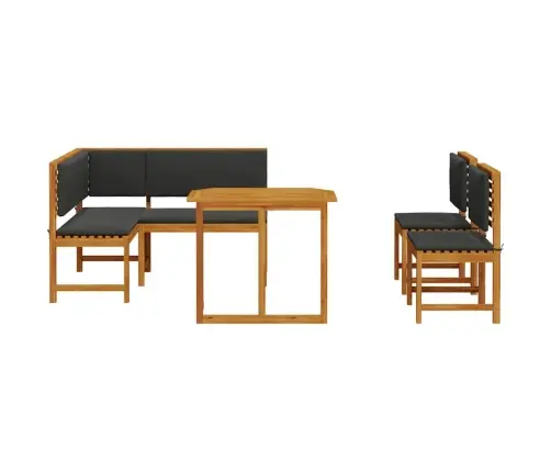 4 Daļu Dārza Ēdamistabas Komplekts Ar Spilveniem, No Cietā Akācijas Koka Vidaxl