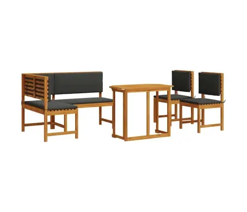 4 Daļu Dārza Ēdamistabas Komplekts Ar Spilveniem, No Cietā Akācijas Koka Vidaxl